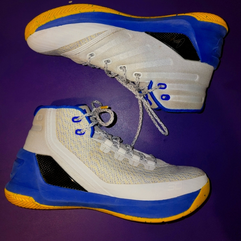 UA Curry 3 "Dub Nation", size 9, white/blue/gold